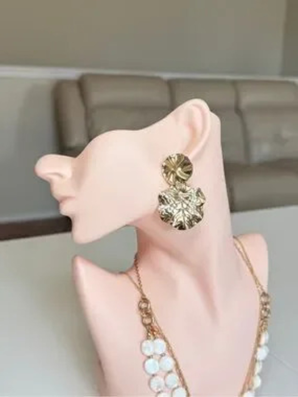 Gold Floral Drop Earrings for Women - Elegant Statement Jewelry